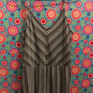 Black and White Stripe Fit & Flare Dress-L